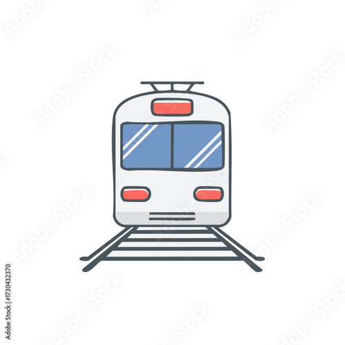 Cartoon train on tracks public transport rail transportation railroad