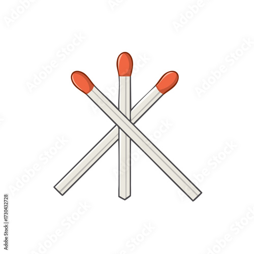 Vector illustration of three matches forming a star symbol on white background