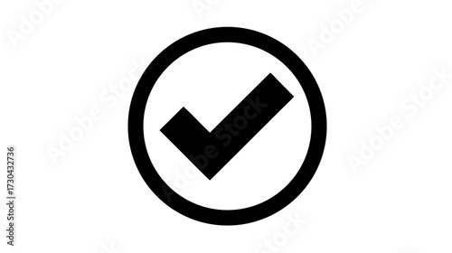 Black checkmark icon inside a circle, perfect for approval, verification, success, completion, and correct status symbols