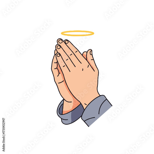 Hands Clasped in Prayer with Golden Halo.