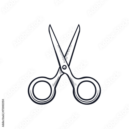 Stylized scissors illustration for cutting tasks with sharp blades and ergonomic handles