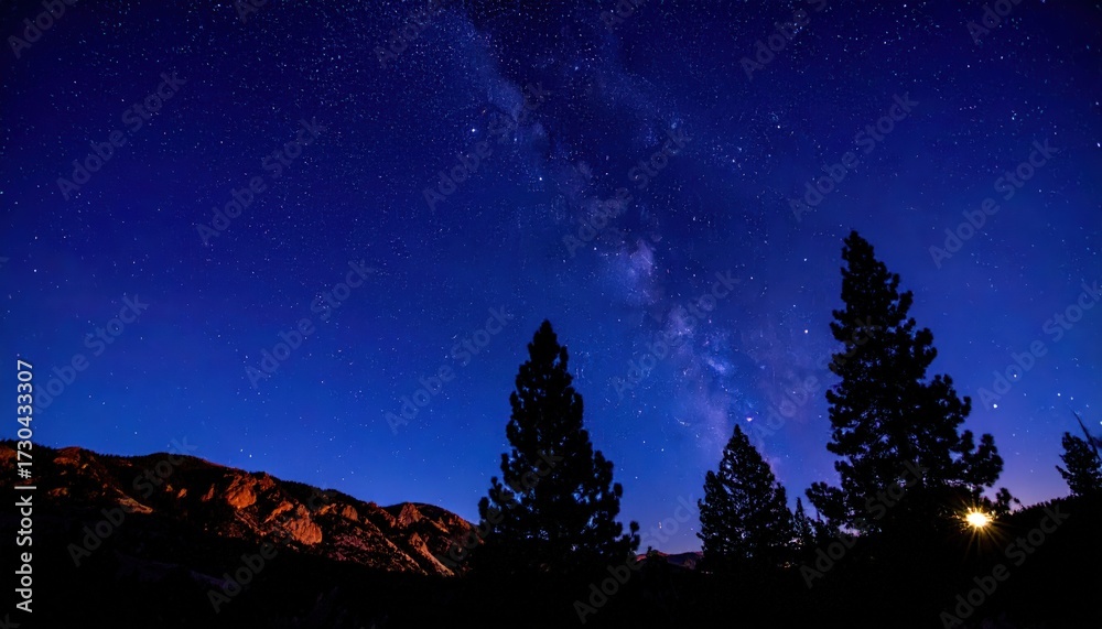 Naklejka premium Stunning Milky Way Galaxy View Over Mountain Landscape