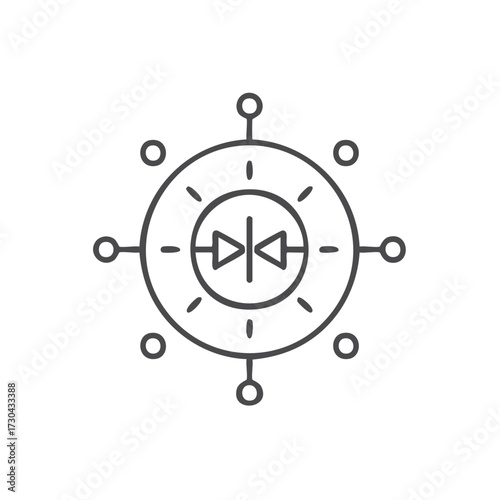 Abstract symbol of directional communication and data flow connections