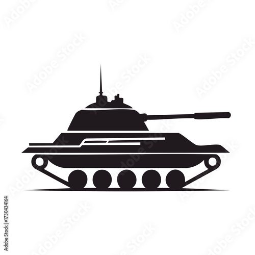 Military Tank Armored Vehicle Silhouette Icon Vector Illustration