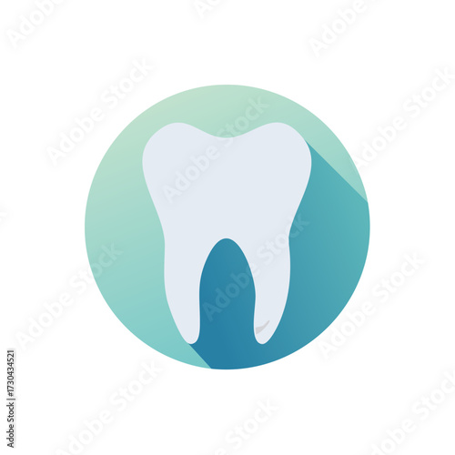 White Tooth Dental Care Flat Design Icon for Oral Hygiene and Stomatology