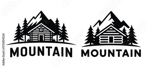 Rustic mountain retreat illustration lodge and forest design