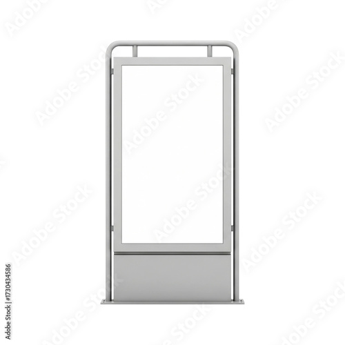 Blank vertical outdoor advertising stand isolated on a white background. A realistic 3D rendered citylight billboard for a street marketing mockup
