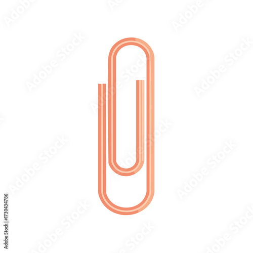 Rose gold paper clip icon. Simple flat design stationery illustration.