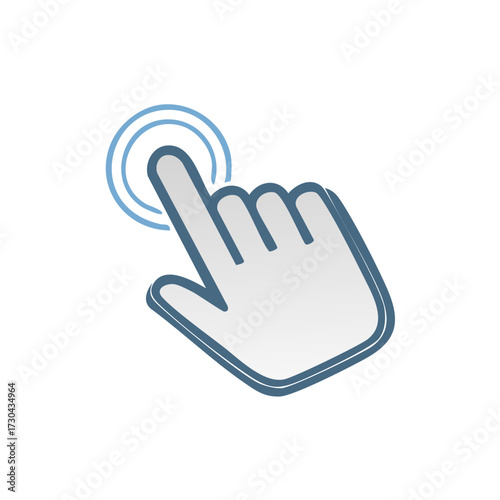 Cursor finger pointing touching screen with ripple effect