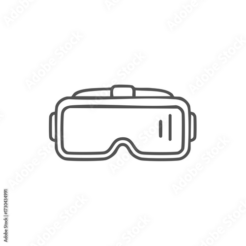Virtual reality headset line art icon. Simple VR goggles sketch for gaming and metaverse technology concepts.