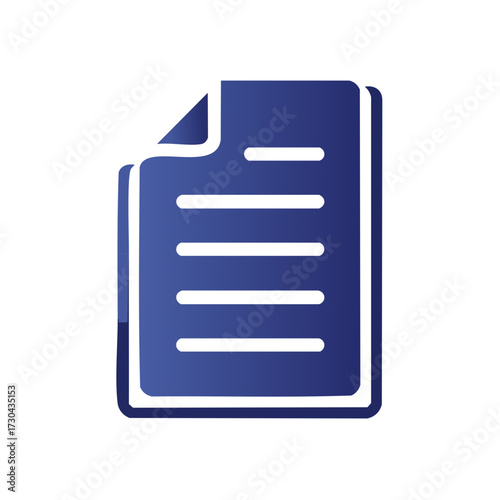 Modern blue gradient document file icon symbol for digital data and information management