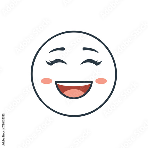 Joyful laughing face emoji with rosy cheeks and open mouth showing teeth