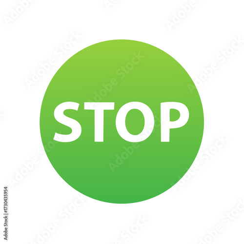 Green stop sign icon representing go, permission, and environmental concepts