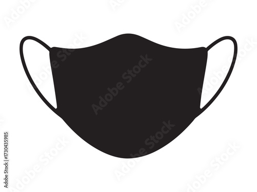 Black silhouette of a face mask for protection isolated on white background silhouette