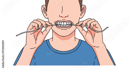 Illustration showcasing dental hygiene routine, emphasizing the importance of flossing teeth regularly for maintaining optimal oral health