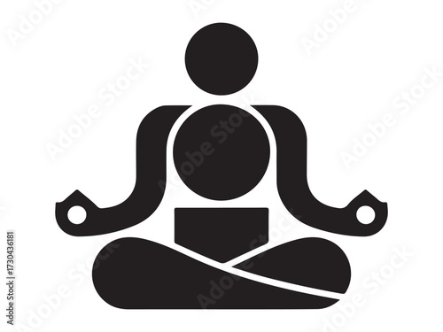 Abstract geometric silhouette of a meditating person isolated on white background