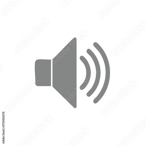 Gray speaker icon with sound waves graphic symbol