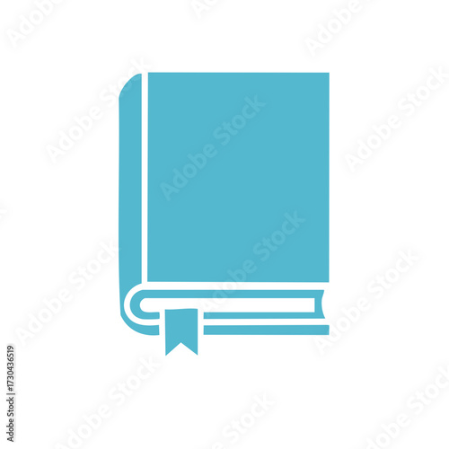 Blue open book icon with bookmark knowledge education learning concept