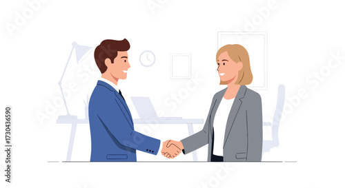 Business collaboration with a handshake expressing partnership or making successful deal in modern office environment