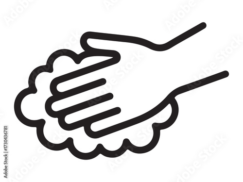 Silhouette of hands performing a handwashing gesture isolated on white background