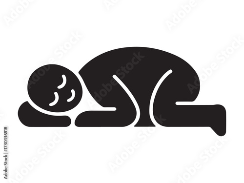 Silhouette of a sleeping person in a peaceful pose isolated on white background silhouette