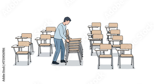 Arranging Classroom Seating: A Depiction of Preparations and Organization for Educational Activities in a Clean Space
