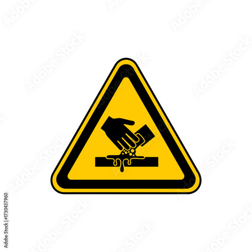 Corrosive substance warning sign alerts to potential danger in industrial setting, emphasizing safety and caution to prevent accidents.