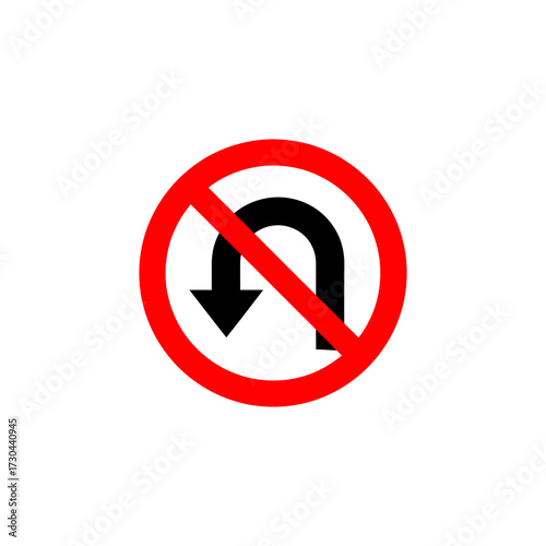 No uturn sign indicating prohibition of turning around on the road for safety and regulation, displaying a clear message for drivers.