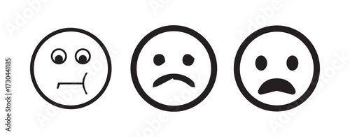 Depressed and Worried Face Emoticon Symbols