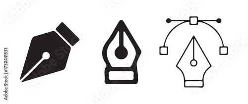 Artistic Ink Pen Tool Symbols in Black
