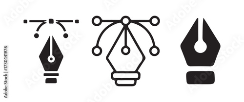 Black Pen Tool Vector Symbol Collection
