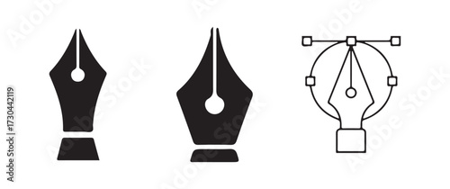 Flat Icon Pen Tool Vector Illustration Set