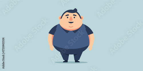 Playful cartoon illustration of a fat man character with clean outlines and simple flat colors