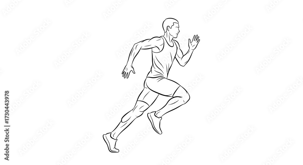 Fototapeta premium Illustration of a man running, viewed from the side.