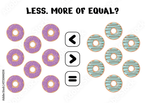 Educational Game for Children Less More Equal Donuts