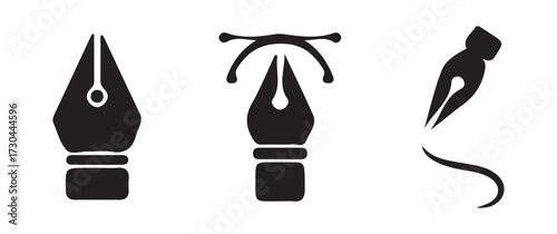 Modern Minimal Pen Nib Symbol in Black