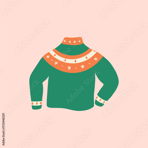 Cute wool sweaters with Norwegian patterns and traditional holiday prints. Knitted Christmas Sweater.