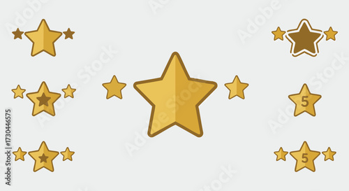 Rating Star Icons Vector illustrations of gold star designs for review and quality assessment