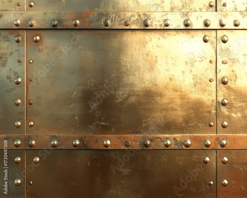 Aged brass surface with tarnish patterns and warm hues