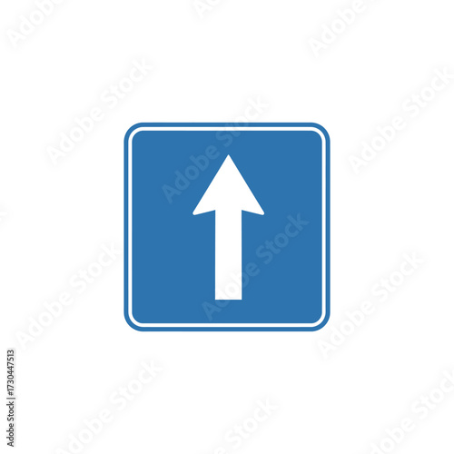 Free Download Blue square sign with white arrow pointing upwards indicating direction on a white background, symbolizing guidance and navigation, simple and clear. - GFXLoad