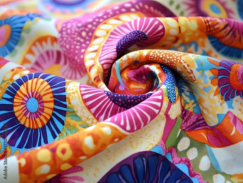 Obraz premium colorful spiral beads and fabric pattern