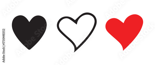 Set of Love Heart Icons in Different Styles
