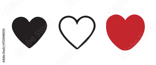 Black, Red and Outline Heart Illustration