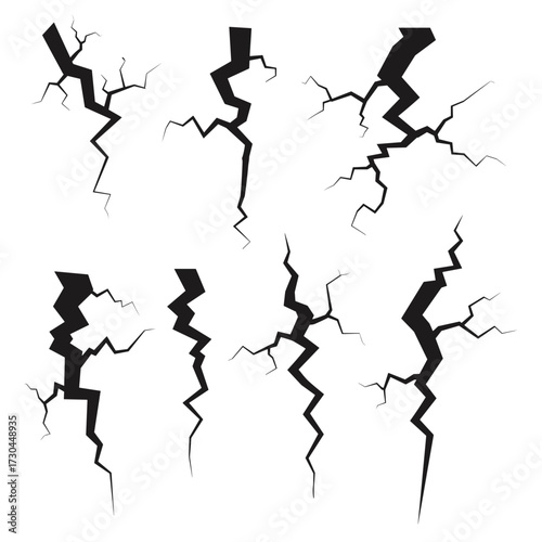 Collection of jagged lightning bolt graphic elements for design purposes.