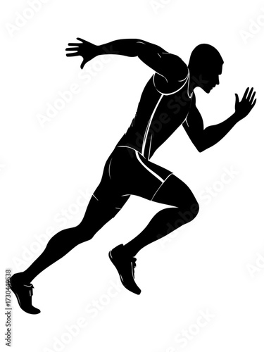 Silhouette of a sprinting athlete, track and field runner vector icon