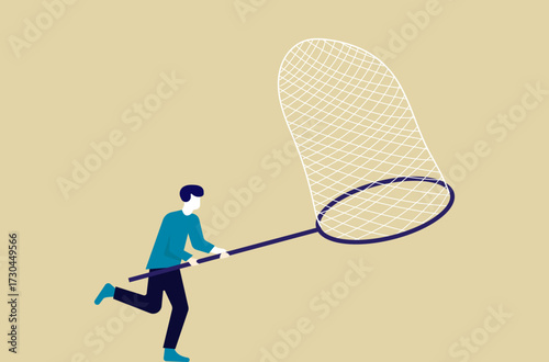 Catch things with insect catcher net illustration