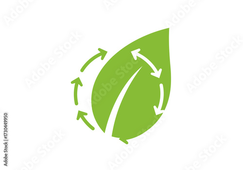 Green leaf logo with circular arrows