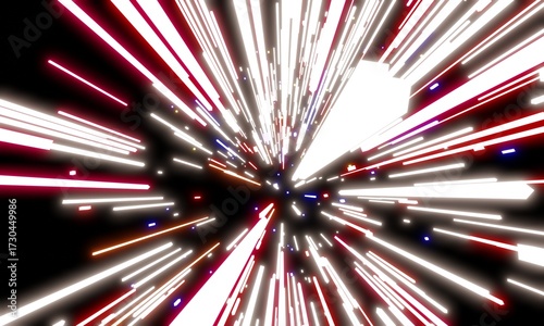 Zoom, black background, glowing technology lines, abstract, lines, 3D illustration