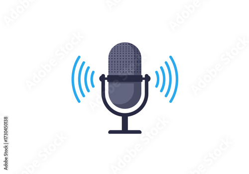 Microphone with blue sound waves