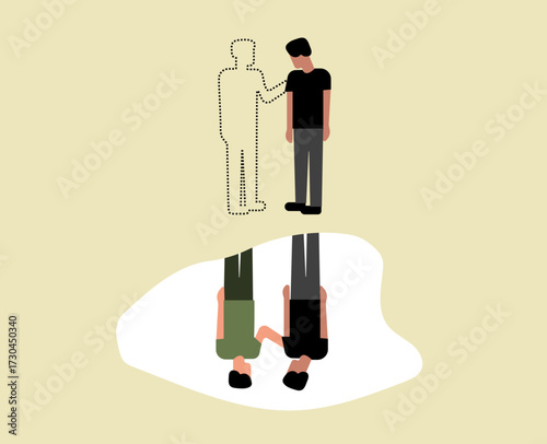 One person remembering dear ones illustration	